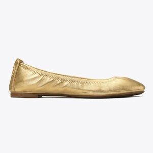 Tory Burch Women’s Designer Gold Metallic Eddie Almond Toe Ballet Flats-Size 9.5